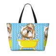 thumbnail image 2 of Daiia Dog Takes a Bath in the Bathtub Beach Travel Bag - Water-Resistant Beach Bag, Lightweight Tote with 7 Pockets for Women and Men - Gym,Pool,Camping,Reusable Grocery Bag, 2 of 7
