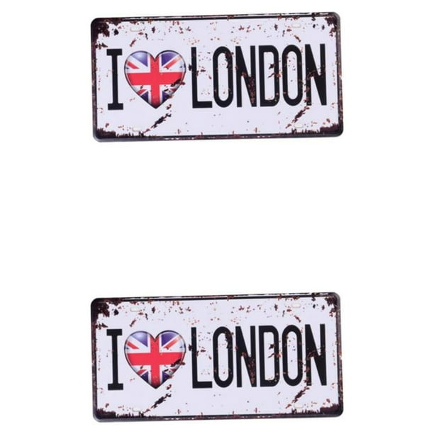 Injueey Hojalata decorativa suspiro placa pintura para Bar hogar pared I Love Londen 2piezas amo a londen 30x15cm