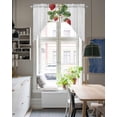 thumbnail image 4 of Strawberry Swag Valances for Windows, Small Curtains Drapes, Vintage Green Botanical Spring Floral Kitchen Window Curtains Over Sink Rod Pocket Window Treatment Valance for Bedroom/Bathroom 56"x36", 4 of 5