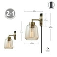 thumbnail image 4 of Globe Electric 1-Light Matte Brass Plug-in or Hardwire Indoor Wall Sconce, Smoked Amber Glass Shade, 4 of 9