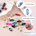thumbnail image 3 of Uxcell 128 Pcs Horse Eye Shape Rhinestones, 7 x 15 mm Point Back Rhinestone Beads for Jewelry Making Crafts Costume Crystal Embellishments, Light Blue, 3 of 6