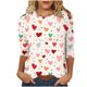thumbnail image 3 of TaTaai Women's Valentine's Day Printed Round Neck T-shirt, 3/4 Sleeve Casual Blouse, Soft Fabric for Romantic Date Birthday Party Daily Wear Gift, 3 of 5