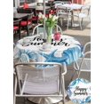 thumbnail image 5 of Outdoor Tablecloth with Umbrella Hole for Patio/Picnic/Party/Camping, Coastal Starfish Waterproof Table Cloth Round Cover Washable, Summer Ocean Sea Shells Conch Wood Gray (Dia 54"), 5 of 8
