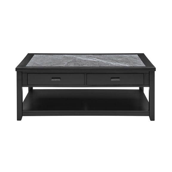 Steve Silver Garvine Modern 45.5" Wood Coffee Table with Shelf, Ebony/Gray