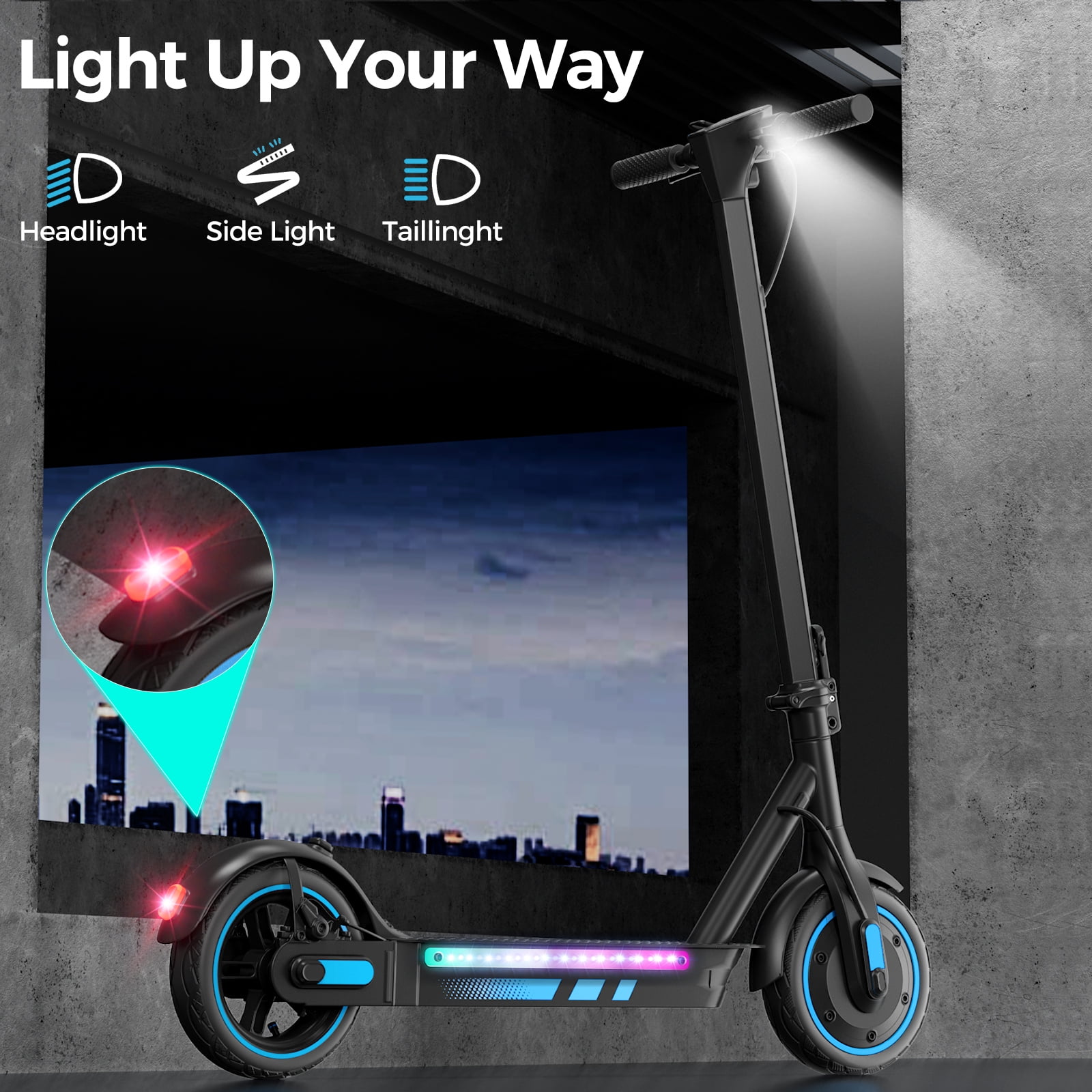 Electric Scooter for Adults, 600W Motor, 10"Air Tires, up to 25 MPH and 22-30 Miles Range, Foldable Commuter E Scooter with Drum Braking System and Smart APP Control Blue