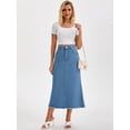 thumbnail image 7 of DARING DIVA Women's Denim Maxi A Line Raw Hem Jean Skirt X-Large Sky Blue, 7 of 7