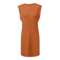 thumbnail image 4 of OSOLU Women Solid Color Short Sleeve V-Neck Dress Large Swing Dresses Summer Casual Skirt Leisure Women Tops Dressy Casual, 4 of 4