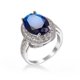 thumbnail image 2 of Anillo de Plata de Ley 925 con piedra de circón de 1 quilate para mujer, sortija de boda con mosaico azul AAA, solitario, promesa de amor, 2 of 2