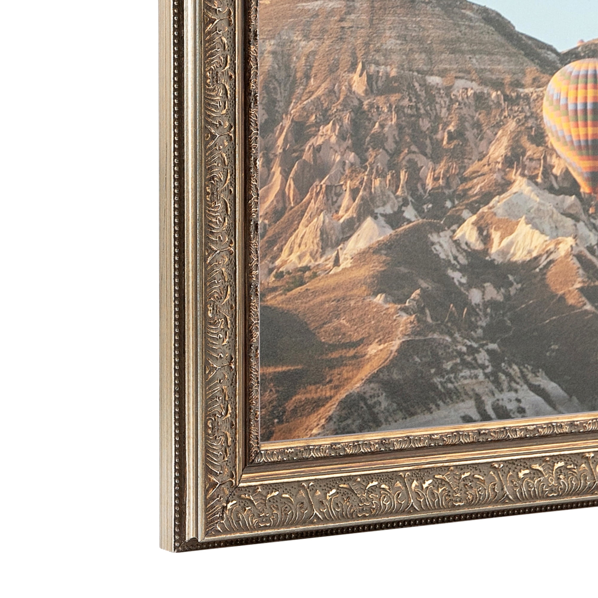 ArtToFrames 18" x 24" Ornate Silver with Bead Picture Frame, 18x24 inch Silver Wood Poster Frame (WOM-5076)