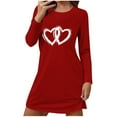 thumbnail image 2 of Taqqpue Women's Nightgowns Long Sleeve Crewneck Sleepshirts Sleepwear Valentines Gifts Casual Heart Print Pajama Dress, 2 of 6