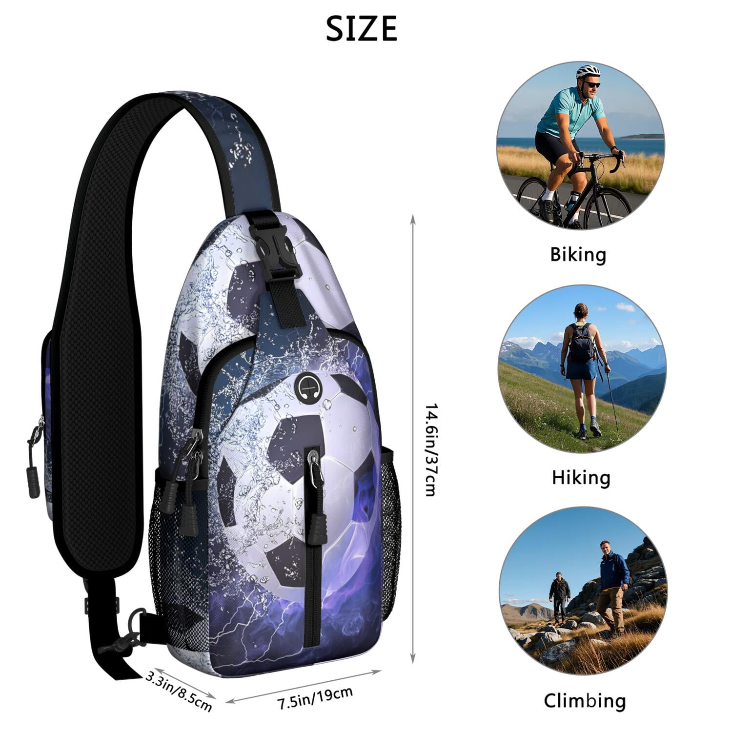 Competition Ready Sports Sling Backpack for Kids and Teens – Water-Resistant Crossbody Shoulder Bag with Secure Zippers, Partitioned Compartments, Large Front Pocket, Perfect for Baseball,