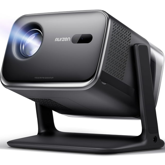 Aurzen BOOM mini proyector inteligente de Google TV con WiFi y Bluetooth, proyector de películas para exteriores y hogar compatible con 4K con altavoces de 20 W, audio DoIby, enfoque en tiempo real y
