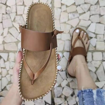 

Zedker Flip Flops Sandals for Women Slides Women Sandals Summer Cool Shoes Beach Shoes Flat Heel Roman Style Pinch Sandals Womens Sandals Clearance
