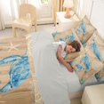 thumbnail image 4 of spefrowx Boho Wood Turtle Twin Bedding for Women, Teal Mandala Starfish Seaweed Bedding Comforter Set, Gray Reversible, 7-Piece, 4 of 6