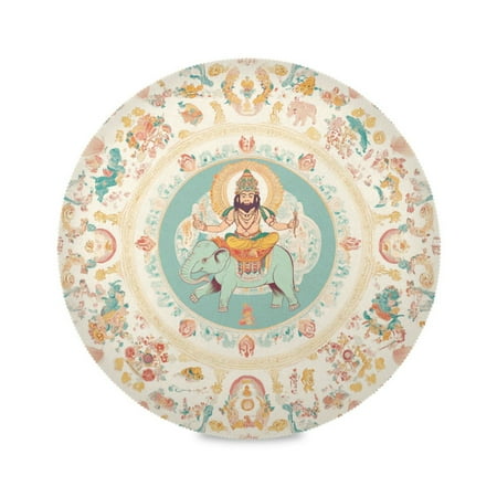 

Round Placemat Set 15.4 Inch Diameter Table Mats Heat-Resistant Decorative for Dining Tables Colorful Intricate Pattern