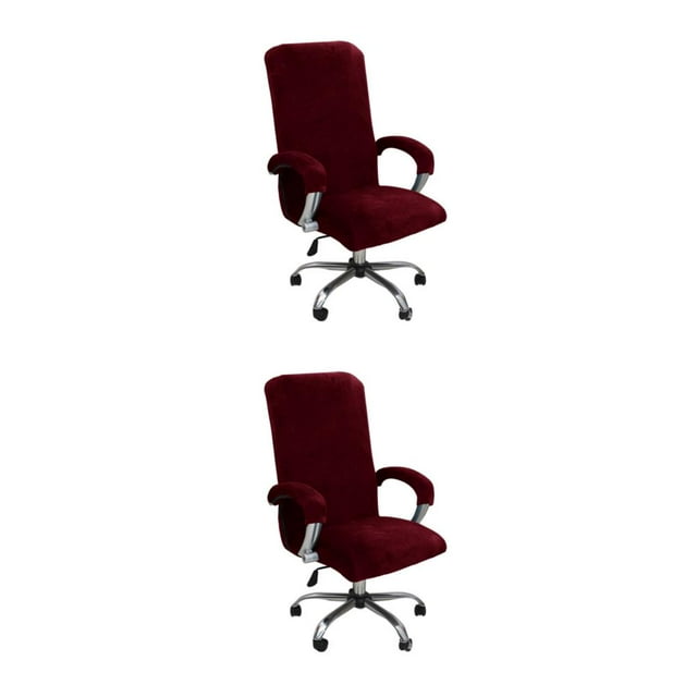 Maytalsory 3piece Chair Cover For Computer Chair Chair Daily Wear And Tear Thickening And Plushing Chair Covers wine red XL 2Set