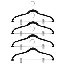 Tutuviw 4Pcs Home-it Pants Hangers with Clips Space Saving 16.7" Long Slim Velvet Pant Hangers Heavy Duty Non Slip Shorts Hangers for Trouser, Skirts, Jeans(Black)