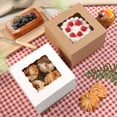 thumbnail image 4 of BAKIPACK 25 Kraft Bakery Boxes 6x6x4 inches, Cookies Boxes with Window, Treat Boxes for Pastry, 4 of 6