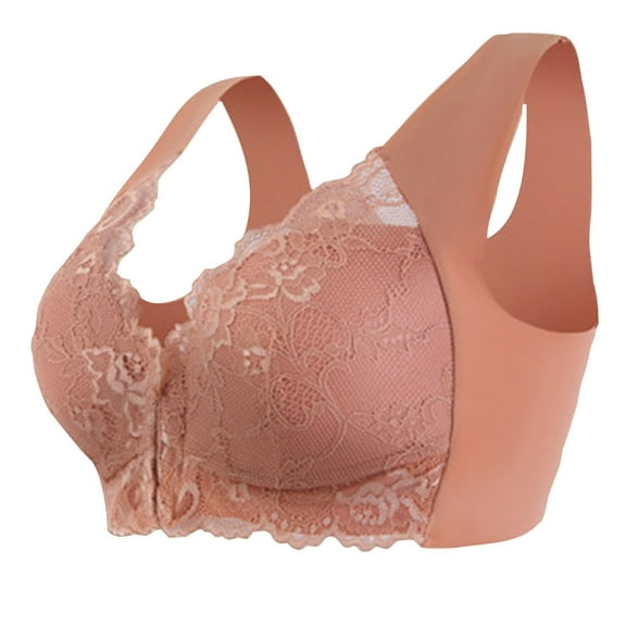 YWDJ Plus Size Strapless Bras for Women Back Closures Lounge Bras No Wire Comfortable Bras Wide Strap Half Cup Push up Hollow Bras Padded Plus Size Comfort Bras Wrap Solid Sleep Bras Coffee XL