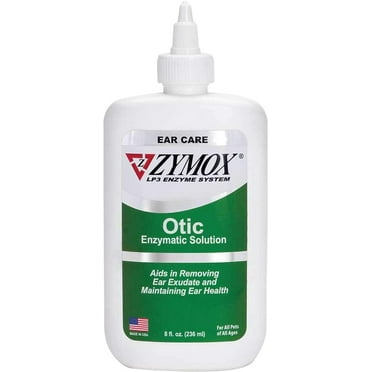 Zymox Otic Enzymatic Solution for Dogs and Cats to Soothe Ear Infections Without Hydrocortisone for Itch Relief, 8oz