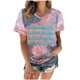 thumbnail image 1 of Camiseta de mujer Camisetas Cuello redondo Camiseta de manga corta Estampado de letras Tie-dye Camiseta Tops Blusa Regalo para mujeres Pompotops hkajfhjk468226, 1 of 8