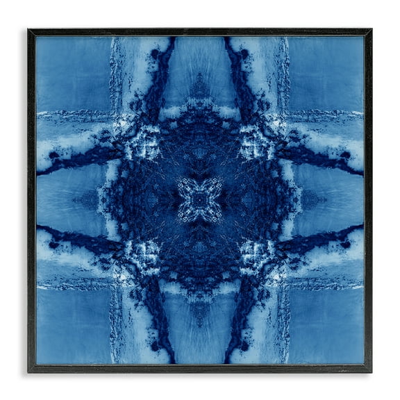 Stupell Industries Blue Geometric Shapes Abstract Painting Black Framed Art Print Wall Art, 12 x 12