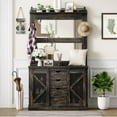 thumbnail image 2 of HallCoatWith Shoe Cubbies & 7 Coat Hooks3 Drawers for Hallway,Mudroom Bench With Shoe Storage Bench,EntrywayWhite, 2 of 8