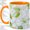 Orange, variant on White Floral Coffee Mug, Stained Glass Leaf Art, Gentle Daily Tea Sips