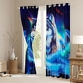 thumbnail image 3 of Feelyou Wildlife Wolf Black Out Curtains, Aurora Galaxy Curtains Pack of 2 (42x63 Each), 3 of 6