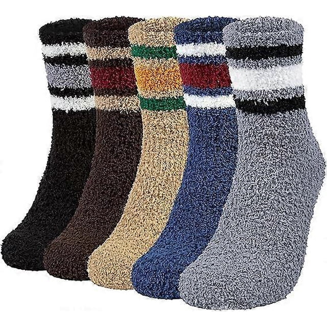 5 Pairs Men's Socks Fluffy Slipper Soft Thermal Socks Warm Fuzzy Winter Present for Men Women