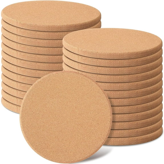 24 Pc Cork Trivet - 8 Inch Thick Cork Coasters for Hot Dishes & Pots; Heat Resistant
