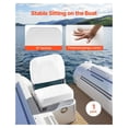 thumbnail image 2 of Folding Boat Seat Low Backrest - Fishing Boat Seat with Cushion & Aluminum Hinges - Waterproof Marine Seat for Ships, White, 2 of 9