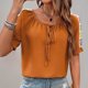 thumbnail image 4 of Top de Verano Fresco para las Mujeres Sudadera de Manga Corta, Moda V-Cuello Nylon Spandex Top Casual, 4 of 9