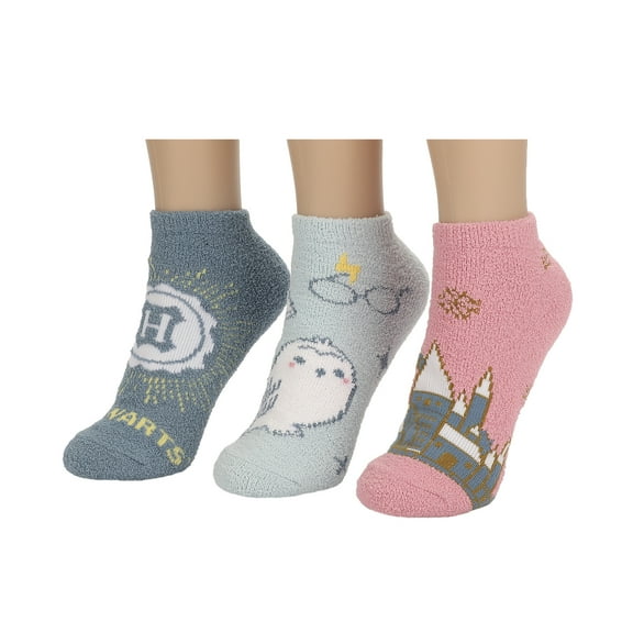Harry Potter Hogwarts Castle And Hedwig Womens Cozy Ankle Socks 3 Pack