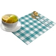 thumbnail image 2 of Easter Plaid Teal Green Indoor Placemat Set of 6, Non-Slip Placemats for Kitchen/Dining Table/BBQ/Patio/Parties, 12"x18" Washable Durable Cotton-Linen Table Mats, Farmhouse Buffalo Check, 2 of 6