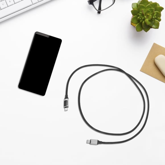 unbranded Cable De Carga 100W Tipo C Con Pantalla Digital Beige Velocidad Compatible Con Varios Dispositivos