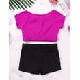 thumbnail image 3 of DPOIS Kids Girls Crop Tops with Booty Shorts Athletic Tracksuit Workout Set Rose Red 8-10, 3 of 6