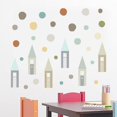 thumbnail image 5 of Casa de estilo nórdico, pegatinas de pared circulares coloridas geométricas, papel tapiz extraíble, 5 of 5