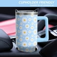 thumbnail image 6 of Stainless Steel 40oz Tumbler with Handle & Straw - Blue Daisy Floral Design, Gift-Ready Water Bottle for Women (1PC), 6 of 6