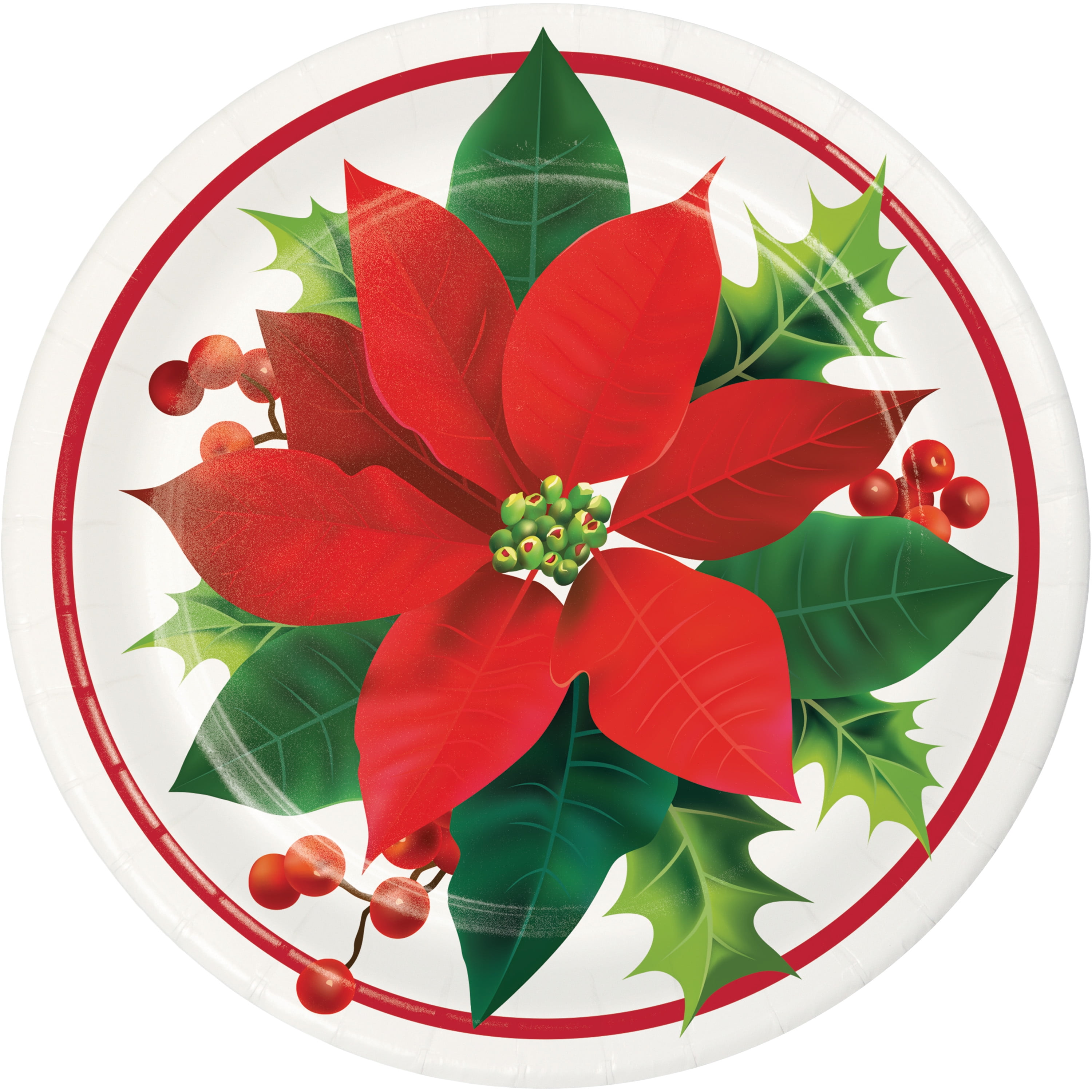 Holiday Poinsettia Dessert Plates, 24 Count for 24 Guests