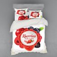 thumbnail image 2 of Fruit Duvet Cover Set, Cherry Blueberries Raspberry and Strawberry Composition Healthy Ingredients Summer, Bedding Set with Shams and Fitted Sheet, 3 Sizes, by Ambesonne, 2 of 3