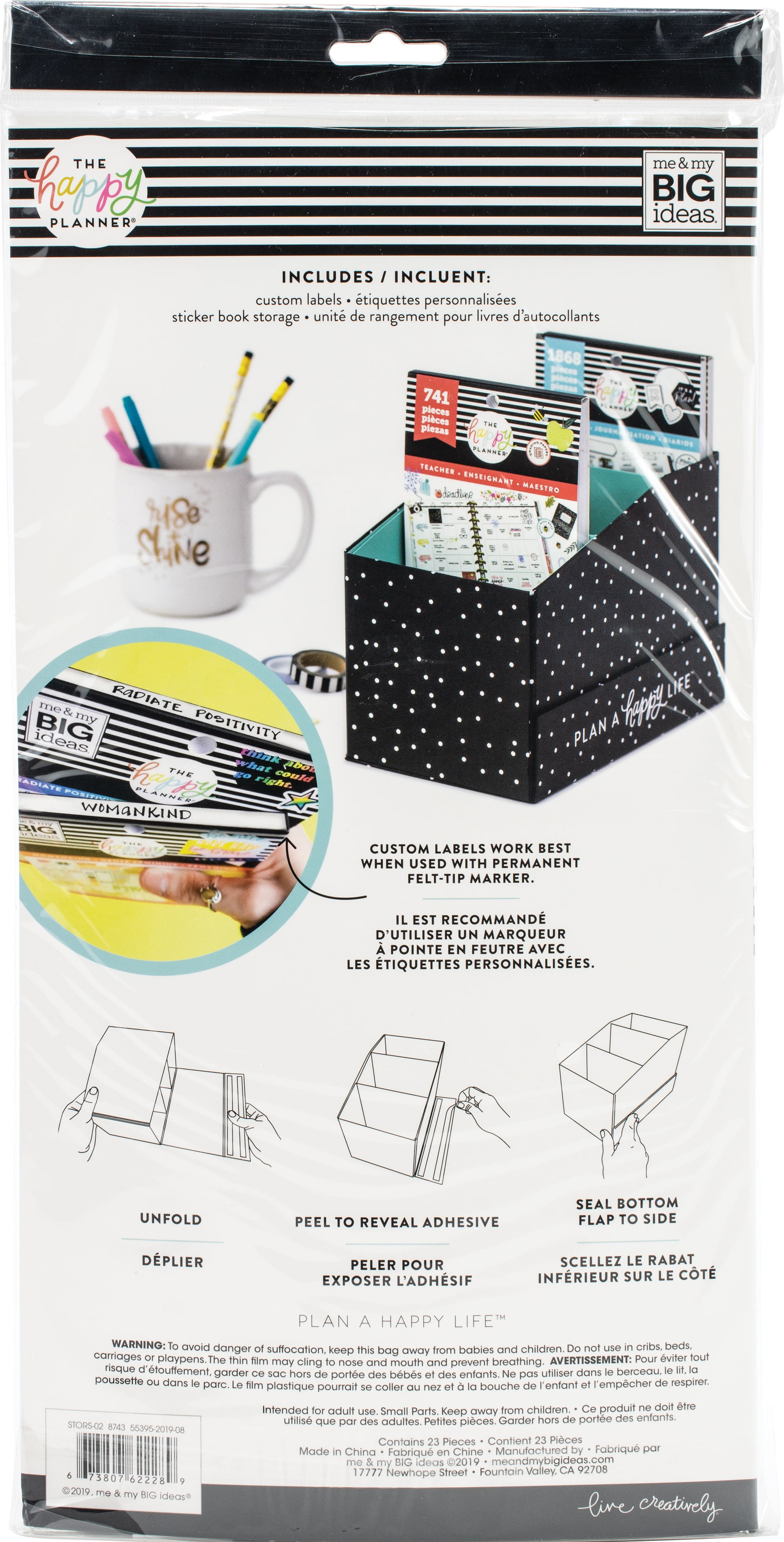 Happy Planner Sticker Book Storage Box W/Stickers 23/PkgBlack W/White