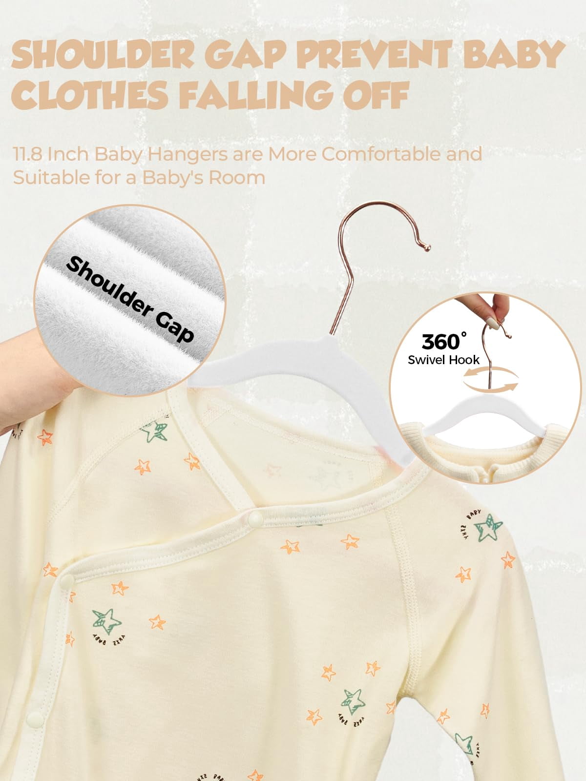 White 11 inch-50P Felt Non-Slip Clothes Hangers for Closet Storage