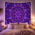 thumbnail image 2 of Purple Mandala Glowing Against a Navy Backdrop, Mystical Psychedelic for Art Lovers, Radial Wall Art, Housewarming Gift, Tapestry Wall Hanging for Bedroom and Living Room, 2 of 7