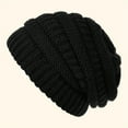 thumbnail image 4 of Cable Knit Beanie for Men & Women, Thick Soft Stretchy Winter Hat, 56-61cm,one size fits all,white, 4 of 14