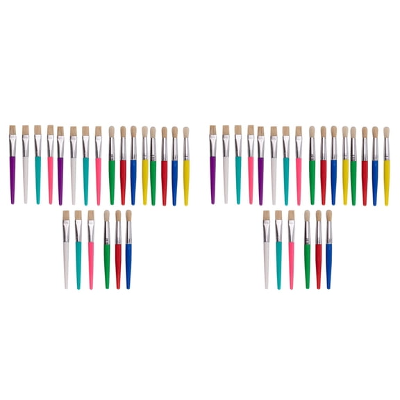 Paint Brushes for Kids, 44 Pcs Round and Flat Paint Brush Set, Easy Hold and Clean Toddler Paint Brushes, Paint Brushes