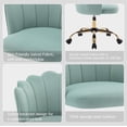 thumbnail image 4 of Swivel Office Chair, Modern Home Office Desk Chair, Velvet Shell Back Vanity Chair with Golden Metal Base, Height Adjustable Upholstered Cute Task Chair, Sage, 4 of 14