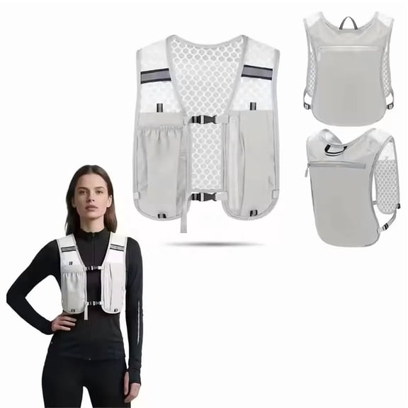 Running Hydration Vest Pack, Lightweight Water Bottle Chest Bag with Phone Holder, Reflective Running Vest for Marathon Trail Running Hiking Cycling