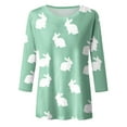 thumbnail image 4 of MuXiKeJi Clothes Kids Easter Shirts Womens Happy Easter Cartoon Rabbit 3/4 Sleeve T Shirts Crew Neck Funny Clover Blouse Outfits for Women, 4 of 4