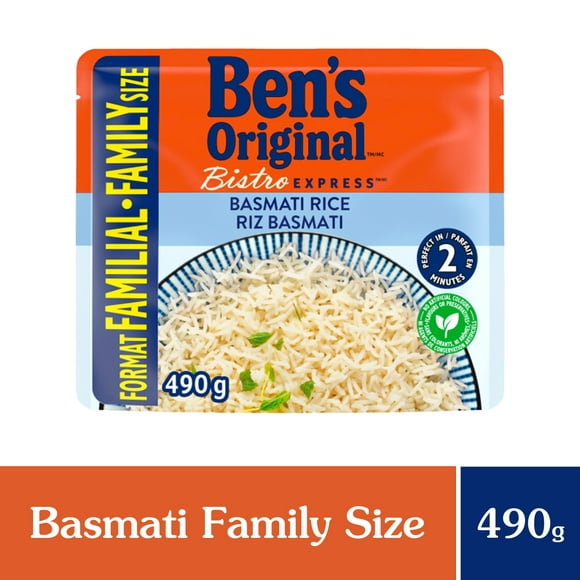 BEN'S ORIGINAL BISTRO EXPRESS riz basmati, riz à grains longs d'accompagnement, sachet familial de 490 g BISTRO BEN'S FS BASMATI RIZ